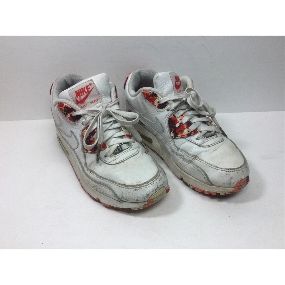 Nike Air Max 90 London Eton 813150-100 Womens Size 7 White & Red Leather Shoes